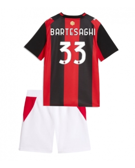 Billige Fotballdrakt AC Milan Davide Bartesaghi #33 Replika Hjemmedraktsett Barn 2026-27 Kortermet (med bukser)